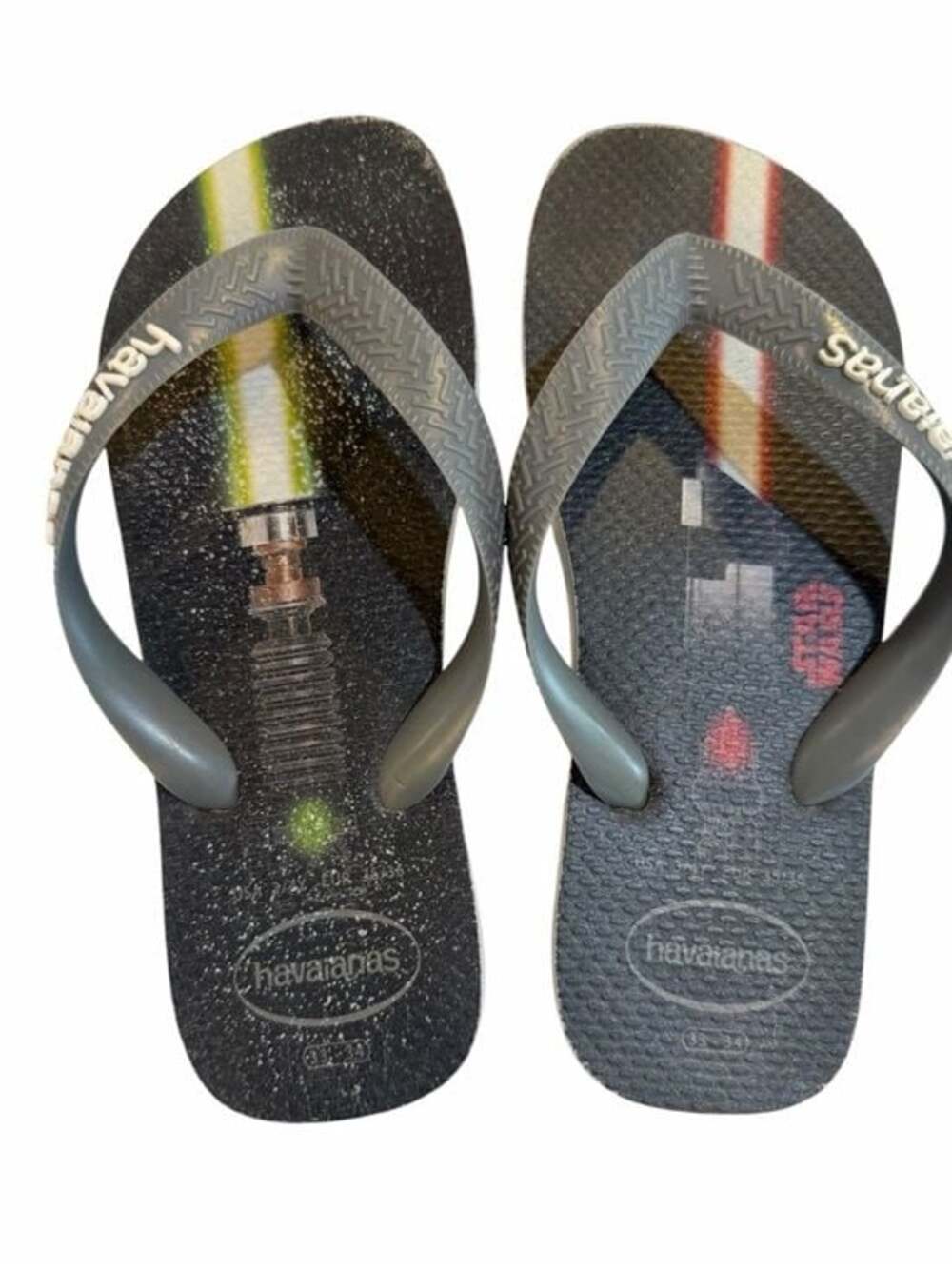 Havaianas Star Wars Flip Flops Gray Kids Size 3/4 Darth Vader Lightsaber